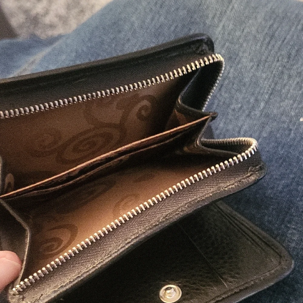 Black Leather Wallet with Decorative Button - Picture 8 of 8